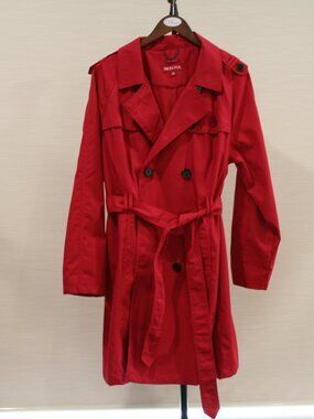 Merona Water Repellent Red Trench Coat Size XXL